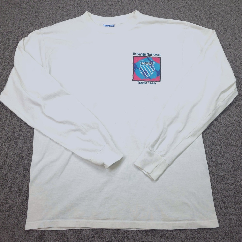K-Swiss National Tennis Team Vintage 90s Long Sleeve Shirt‎ White All Sport L